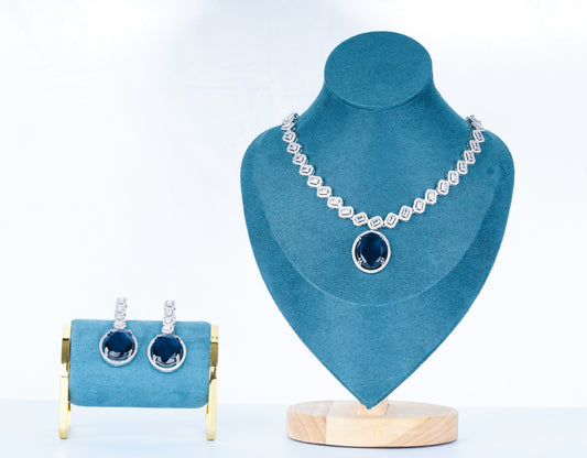 Elegant Topaz Blue American Diamond Jewelry Set
