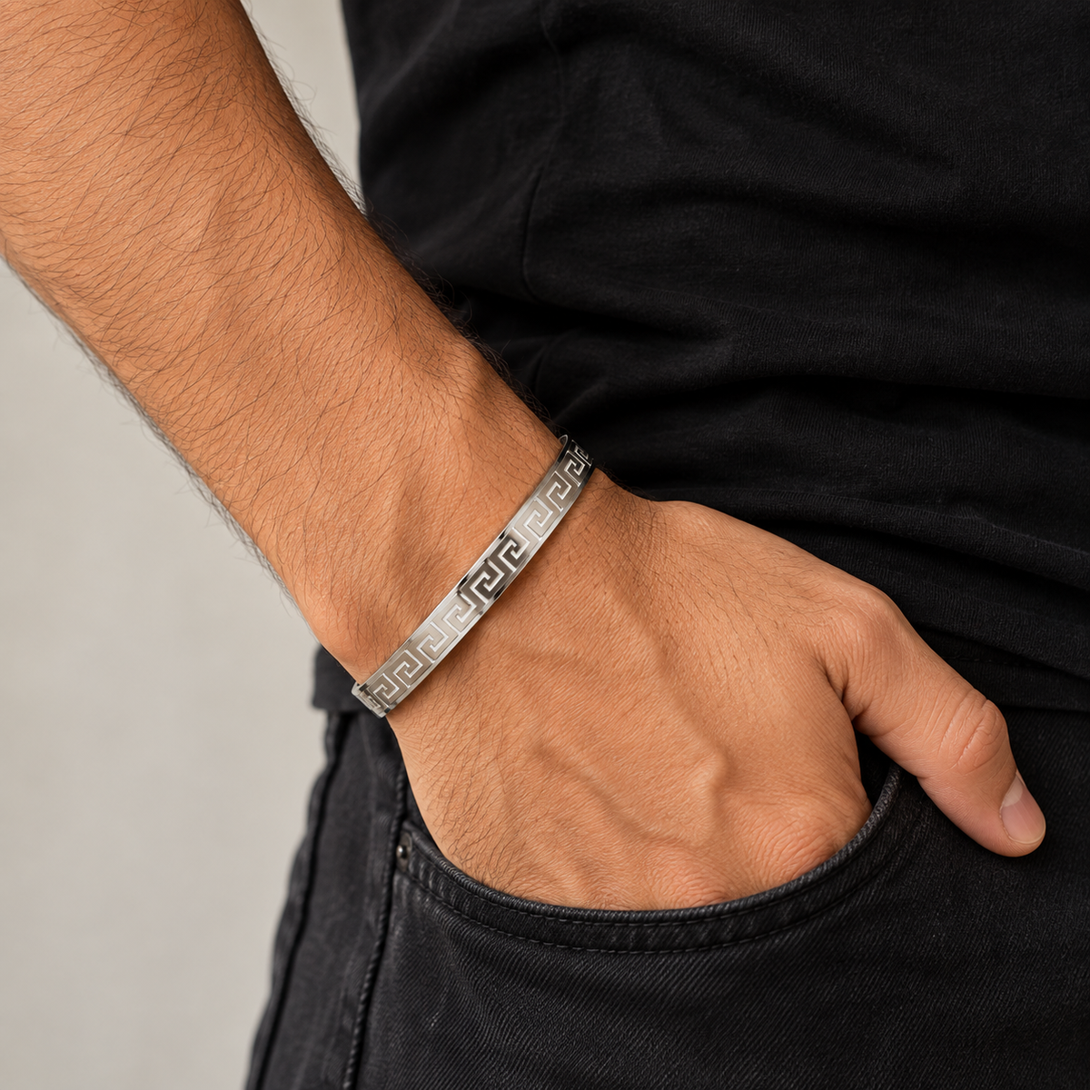 Men's Silver Key Cuff Bracelet