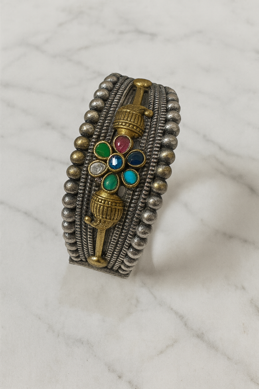 Oxidized Multicolor Stone Bangle