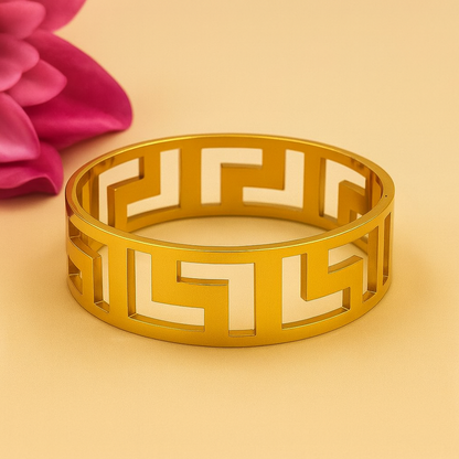 Greek Key Gold Bangle