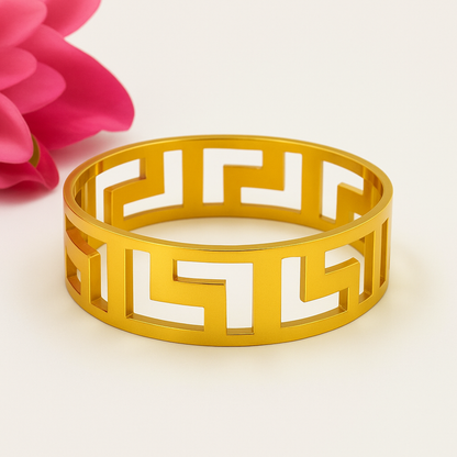 Greek Key Gold Bangle