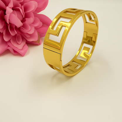 Greek Key Gold Bangle