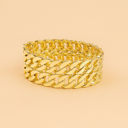 Wide Chain Link Gold Bracelet