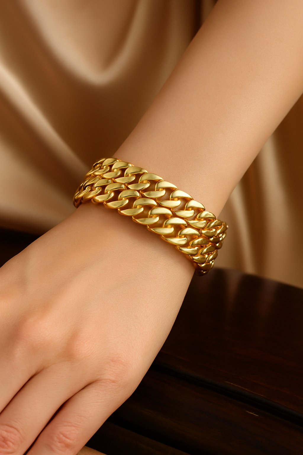 Wide Chain Link Gold Bracelet