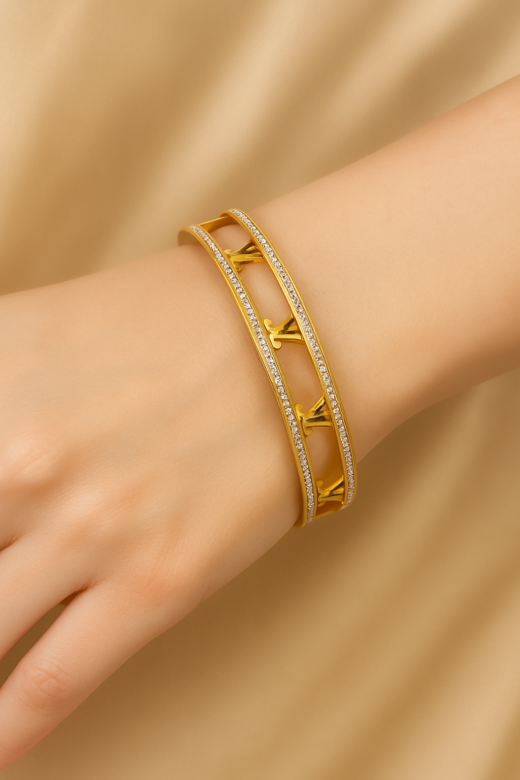 Crystal Rail Openwork Bangle