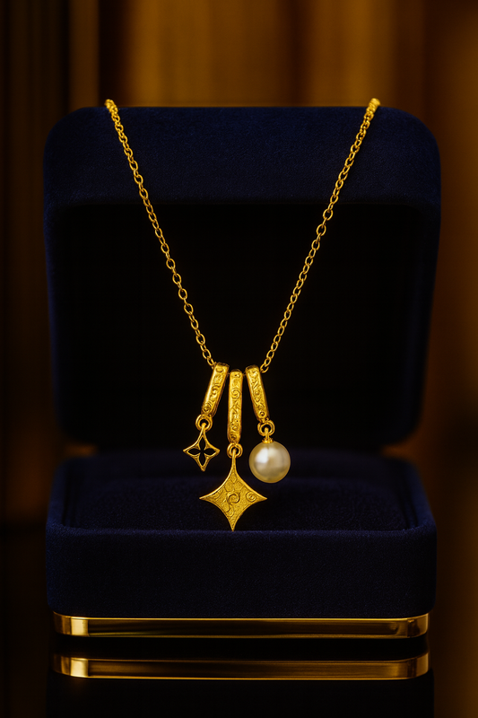 Charm Pendant Necklace with Pearl & Star Accents | Anti-Tarnish Women’s Jewelry
