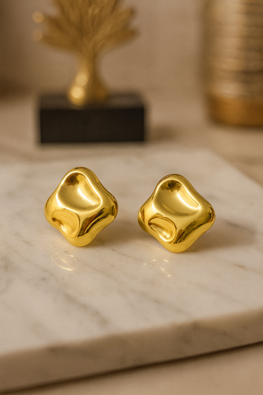 Gold Abstract Stud Earrings