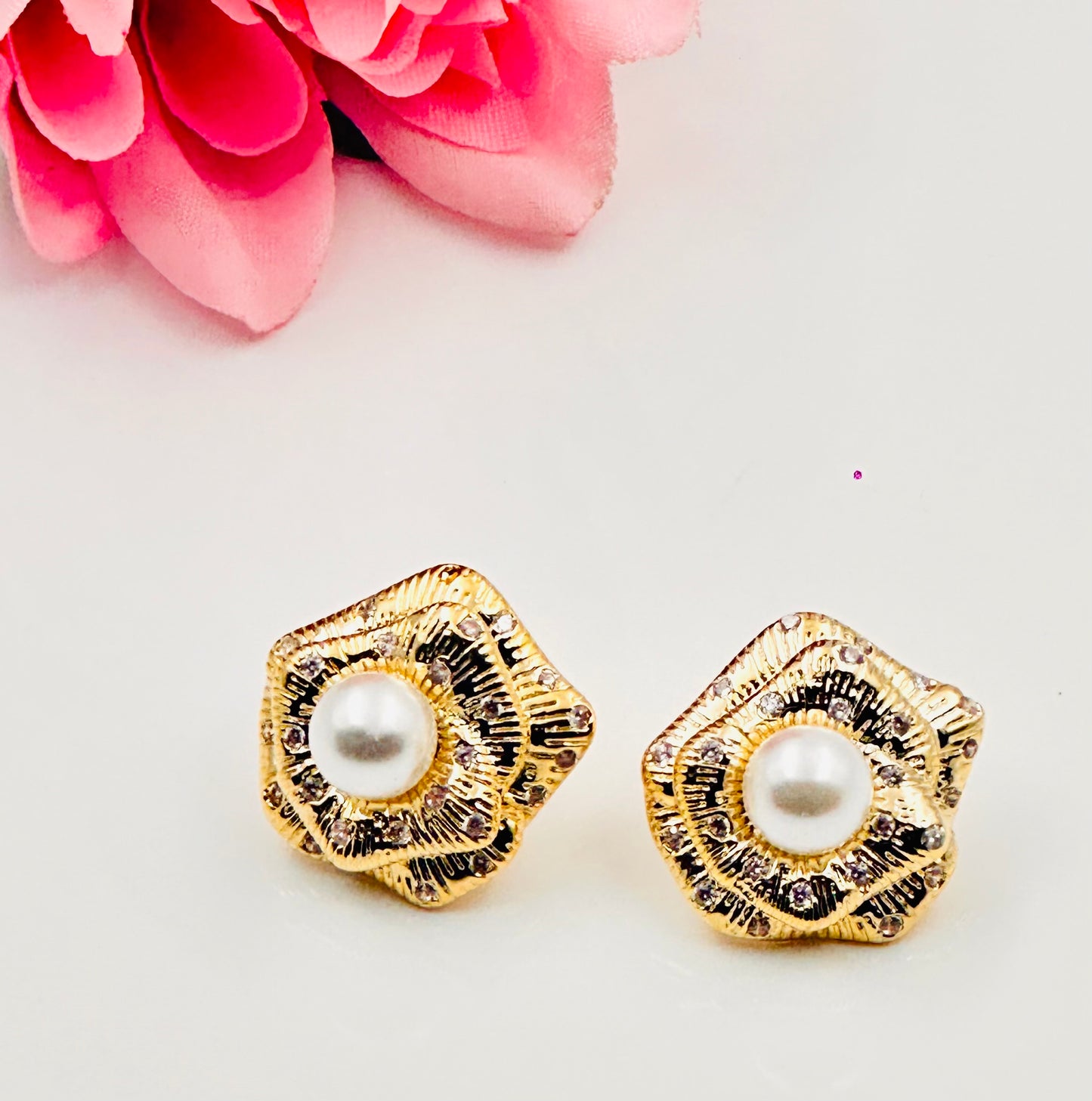 Pearl Stud Steel Earrings