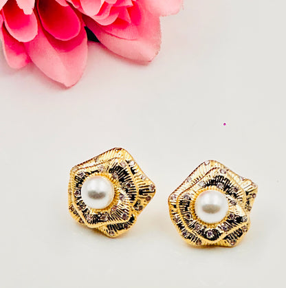 Pearl Stud Steel Earrings