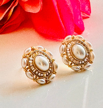 Pearl Gold Stud Earrings