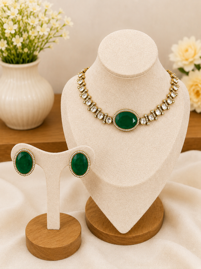 Emerald Crystal Choker Set