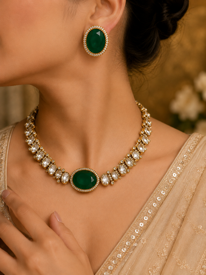 Emerald Crystal Choker Set