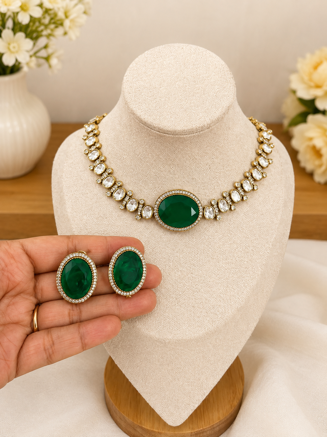 Emerald Crystal Choker Set