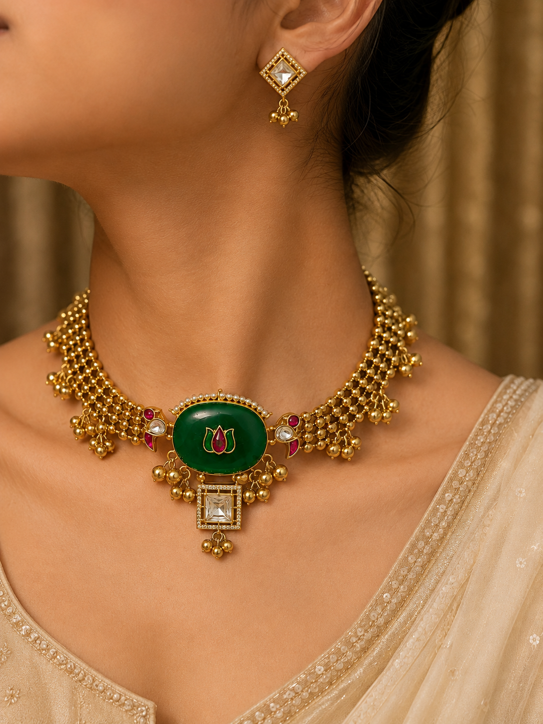 Emerald Lotus Choker Set