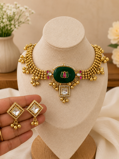Emerald Lotus Choker Set