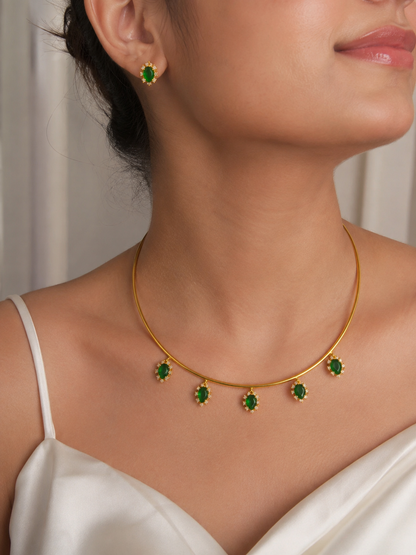 Green Stone Necklace Set