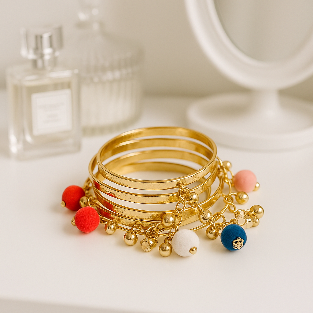 Golden Pom-Pom Bangles
