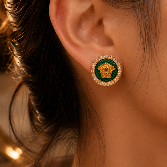 Emerald Medusa Stud Earrings