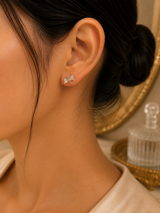 Crystal Bow Stud Earrings