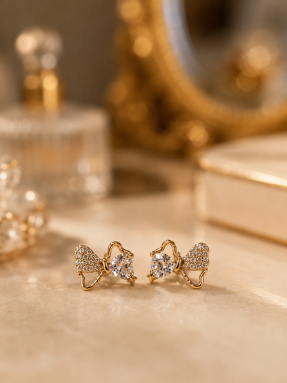Crystal Bow Stud Earrings