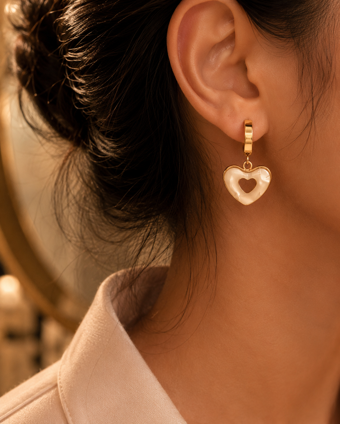 Heart Charm Hoop Earrings