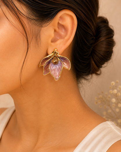 Floral Enamel Statement Earrings