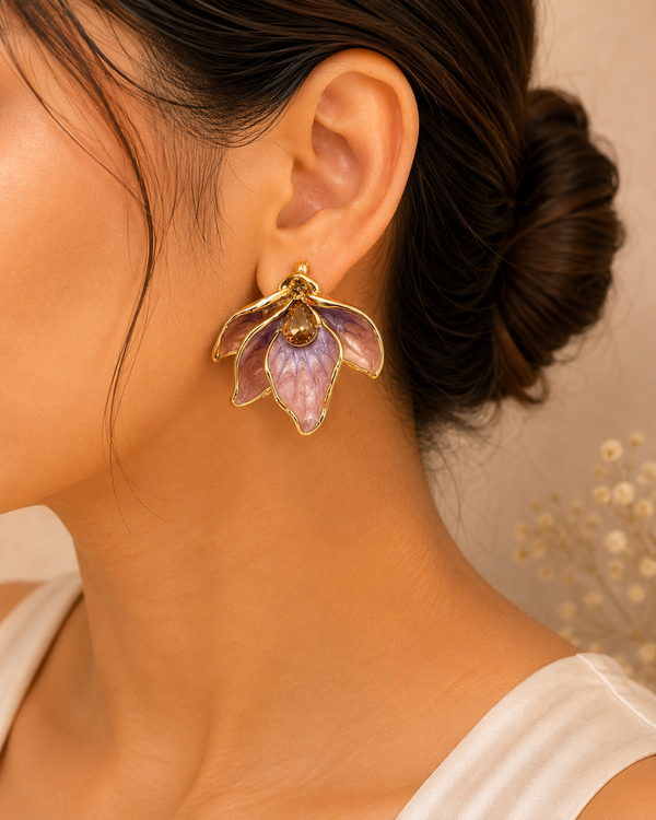Floral Enamel Statement Earrings