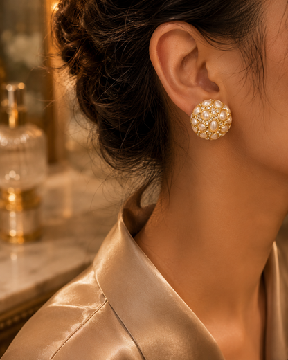 Pearl Dome Stud Earrings
