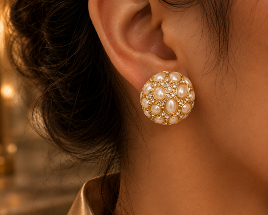 Pearl Dome Stud Earrings
