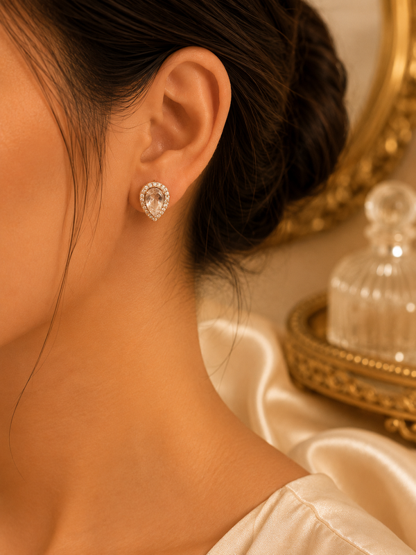 Crystal Halo Teardrop Studs