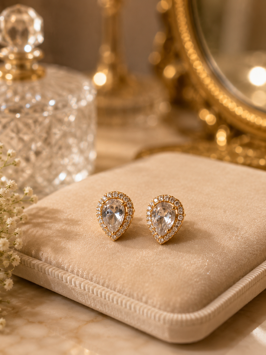 Crystal Halo Teardrop Studs
