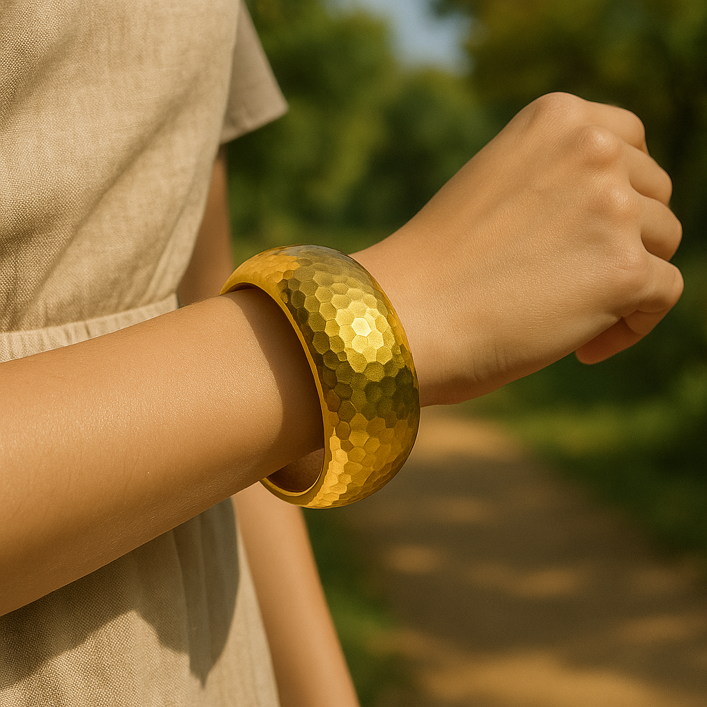 Hammered Dome Gold Bangle