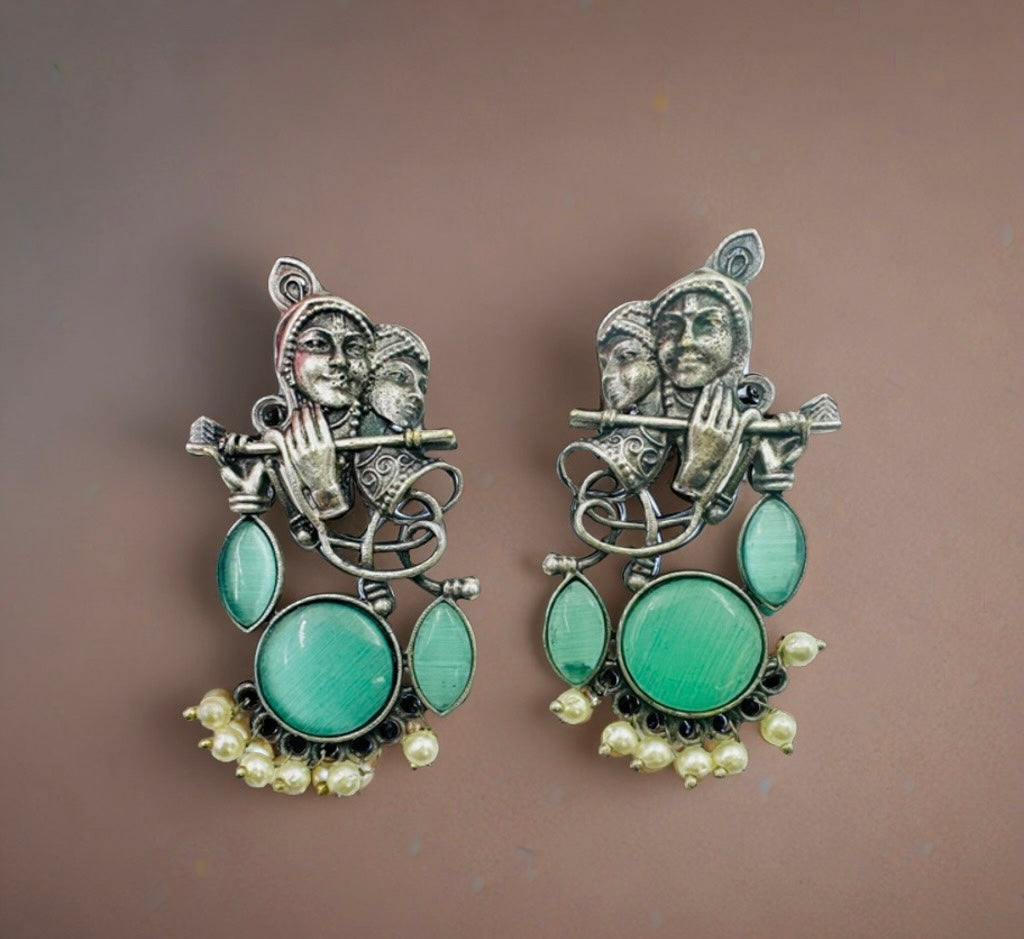 Mint Oxidised Earrings