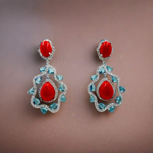 Orange American Diamond Sparkle Earrings – Dazzling and Elegant Jewelry