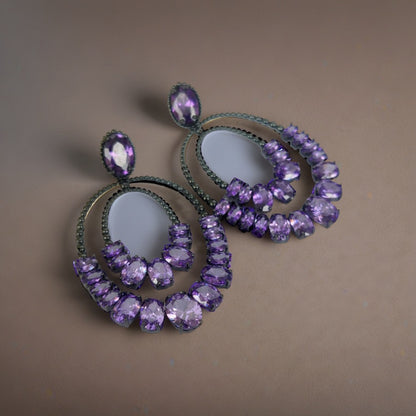 Purple Glass Stone Earrings