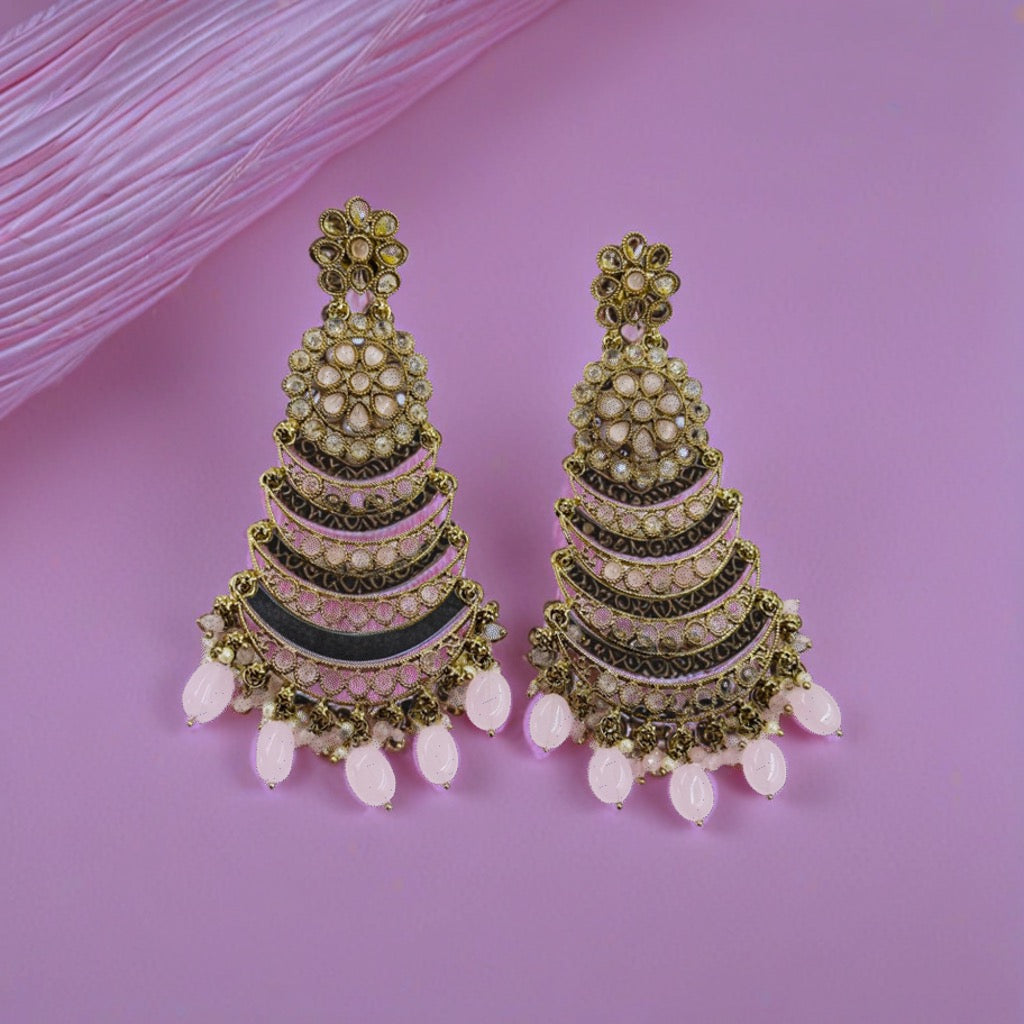 Pink Polki AD Earrings