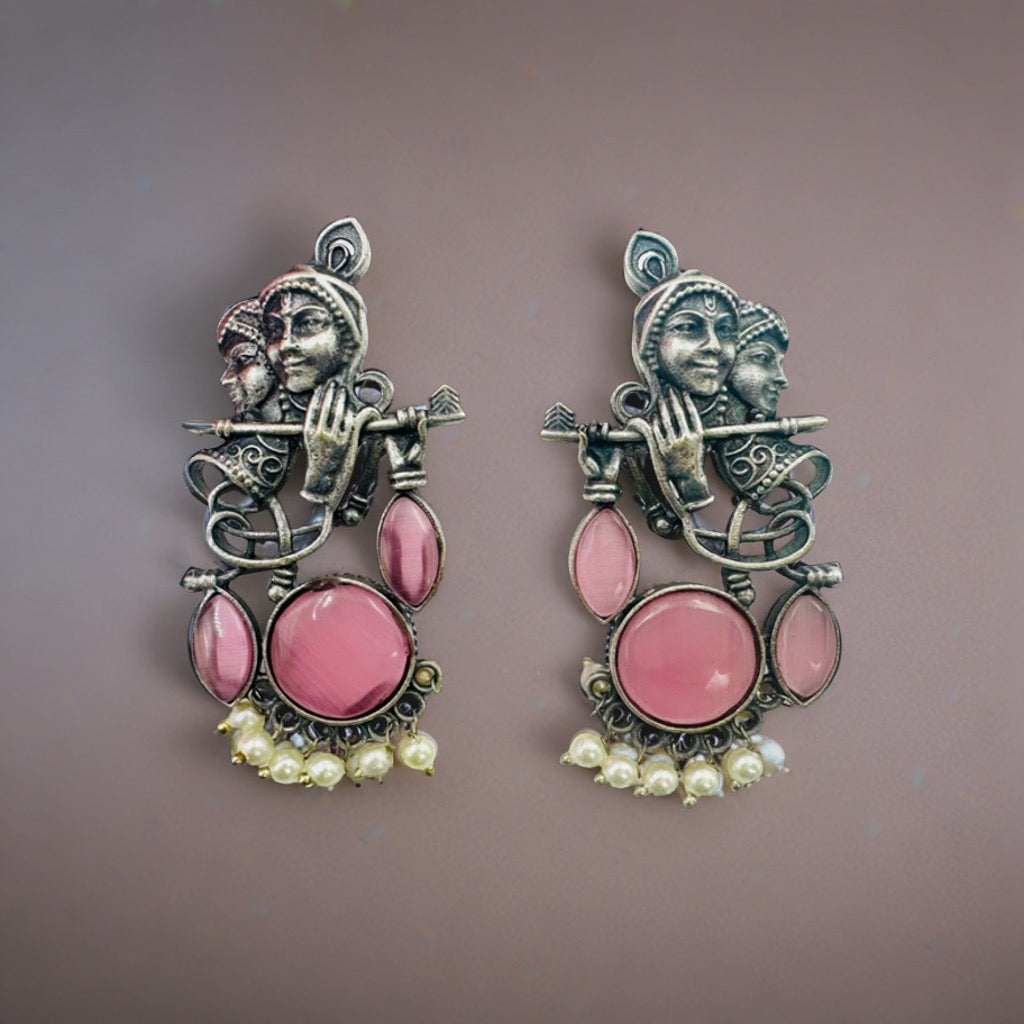 Traditional Multicolor Oxidised Earrings