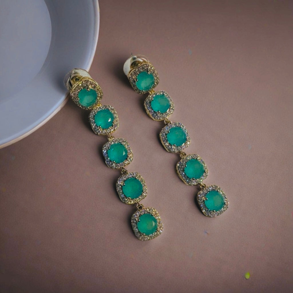 Mint Glass Stone Earrings