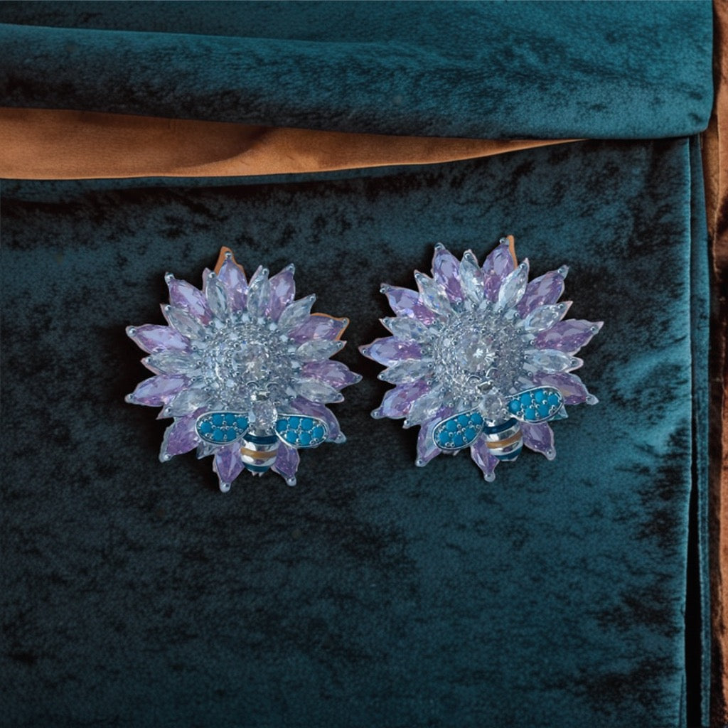 Pink Honeybee Glass Earrings