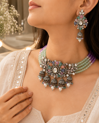 Jhumka Beaded Choker Set