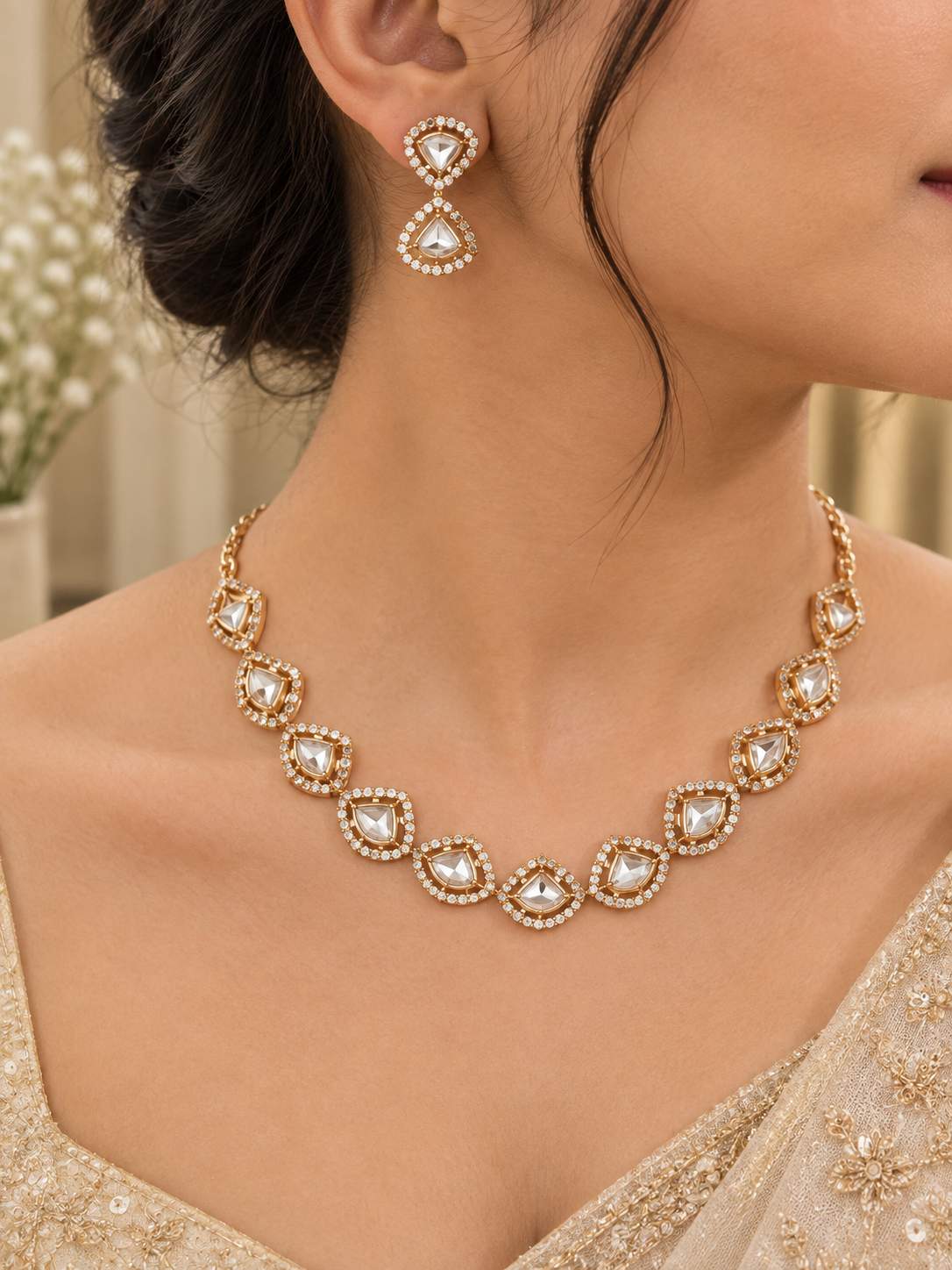 Kundan Petal Necklace Set
