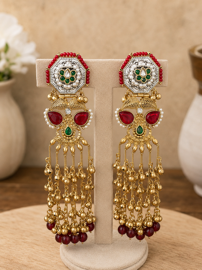Kundan Tassel Jhumka Kashmiri Earrings