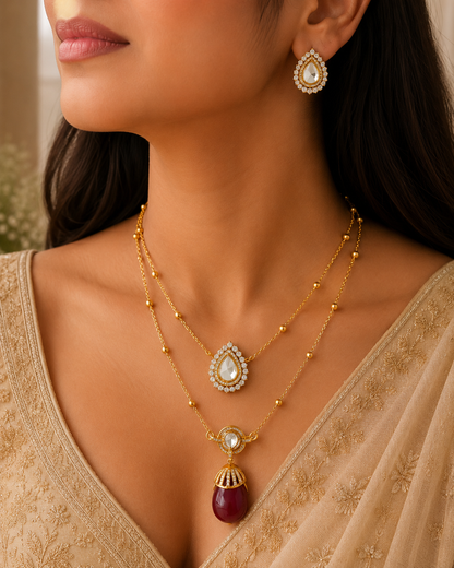 Layered Teardrop Necklace Set