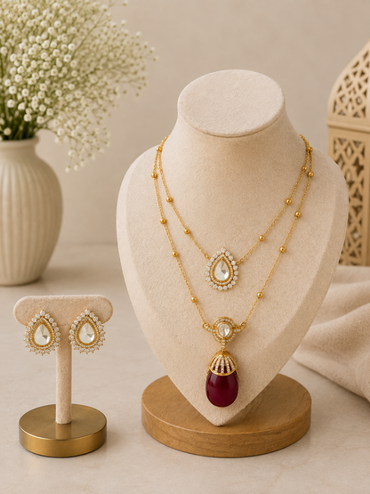 Layered Teardrop Necklace Set