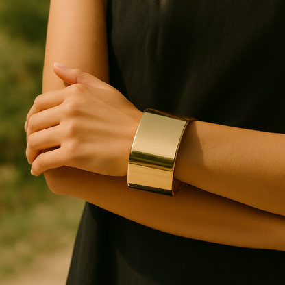 Minimalist Sculpted Gold Plated Cuff Bracelet for Women – Anti-Tarnish Fashion Jewelry
