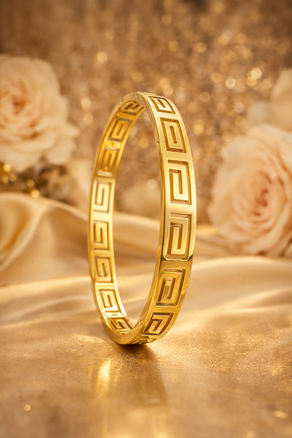 Greek Key Gold Bangle – HOUSE OF SONAM