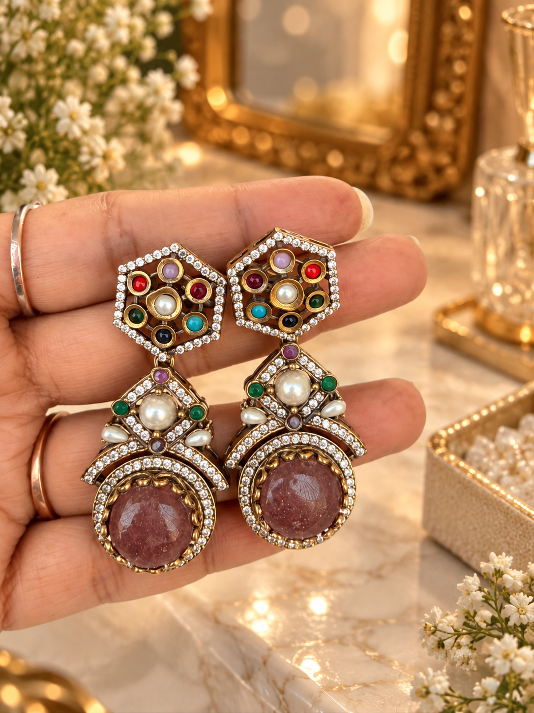 Multicolor Stone Statement Necklace Set
