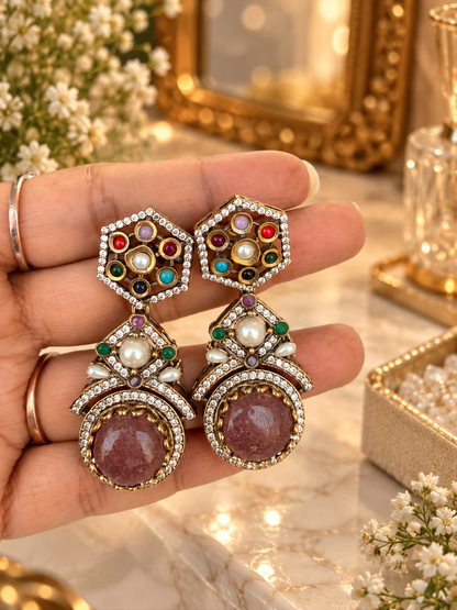Multicolor Stone Statement Necklace Set