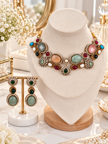 Navratna Gemstone Choker Set