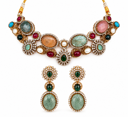 Navratna Gemstone Choker Set